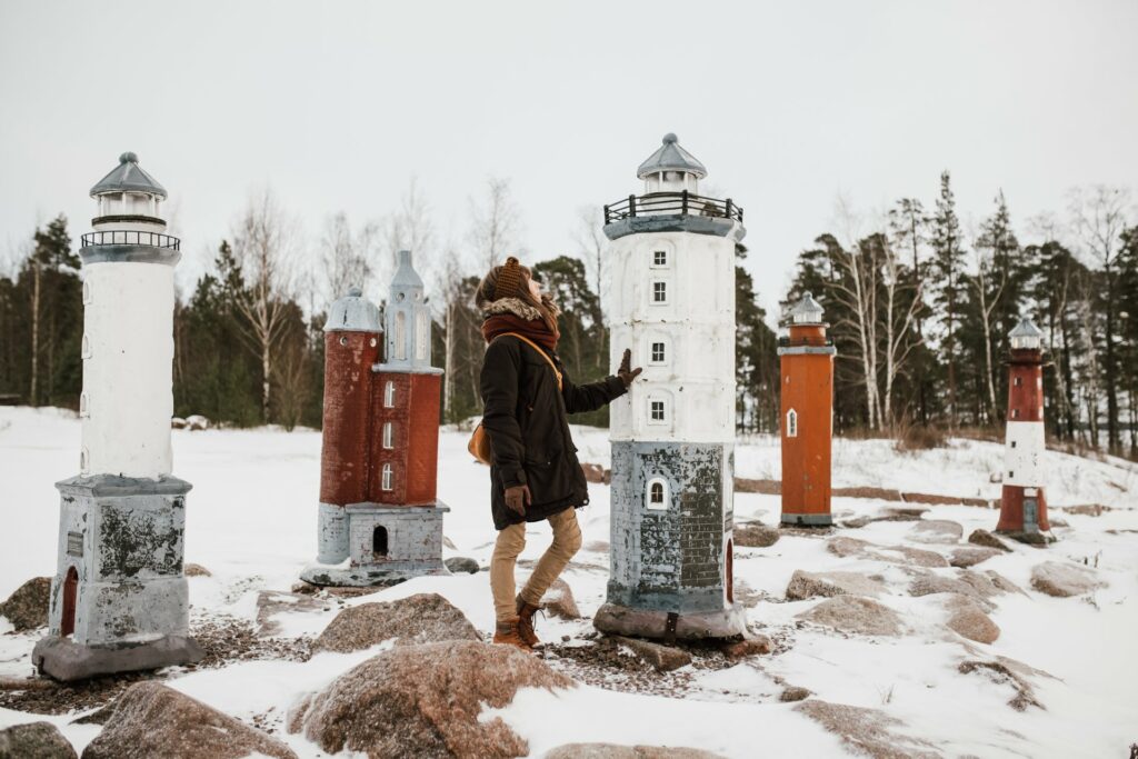 katariinan meripuisto talvella Kotkassa